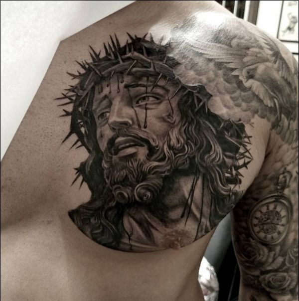 jesus chest tattoos