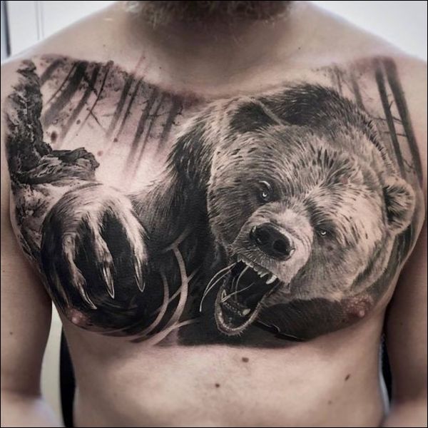 Chest BlackGrey Elephant tattoo at theYoucom