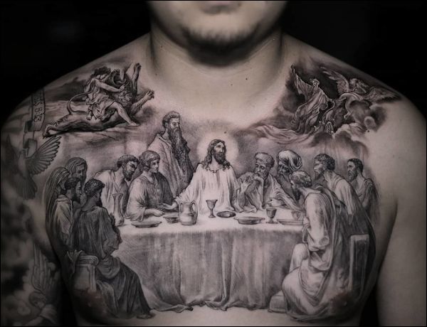 jesus chest tattoos