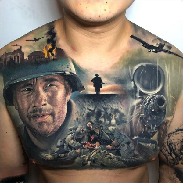 war chest tattoos for men