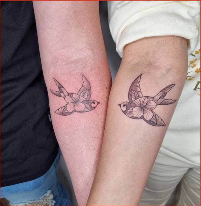 small birds flying for couple tattoo ideas