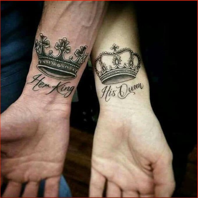 king and queen crowns tattoos ideas for couples