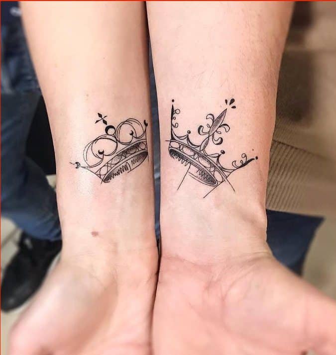 Crown tattoos for a couple by Gianina Caputo - Tattoogrid.net