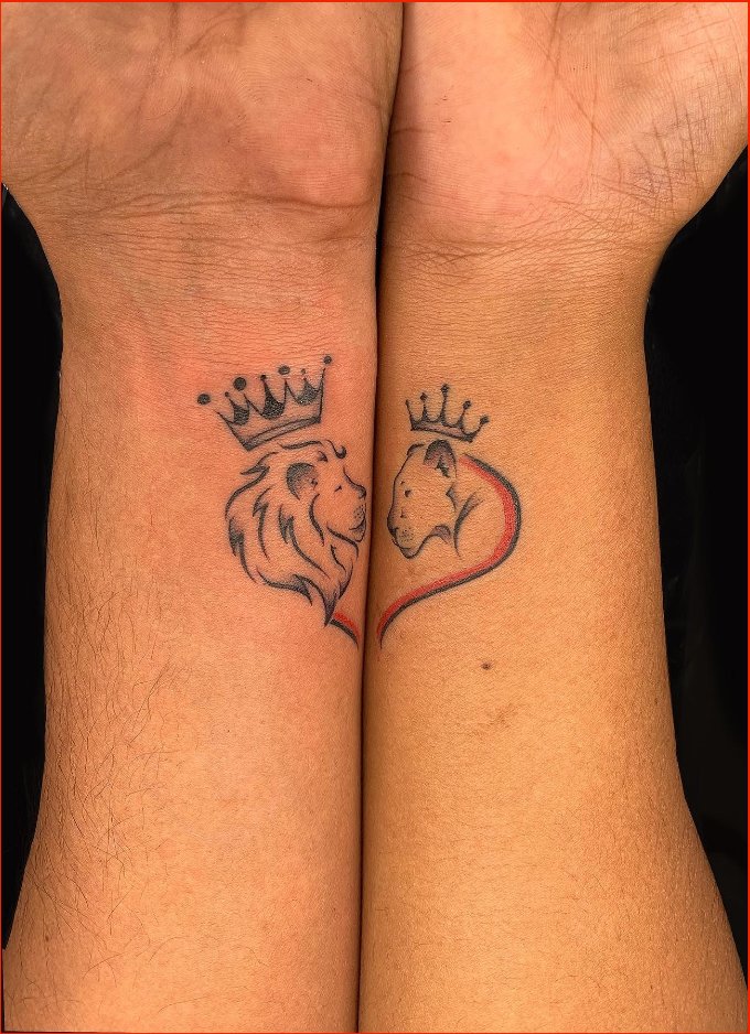 lion & lioness couple tattoos 