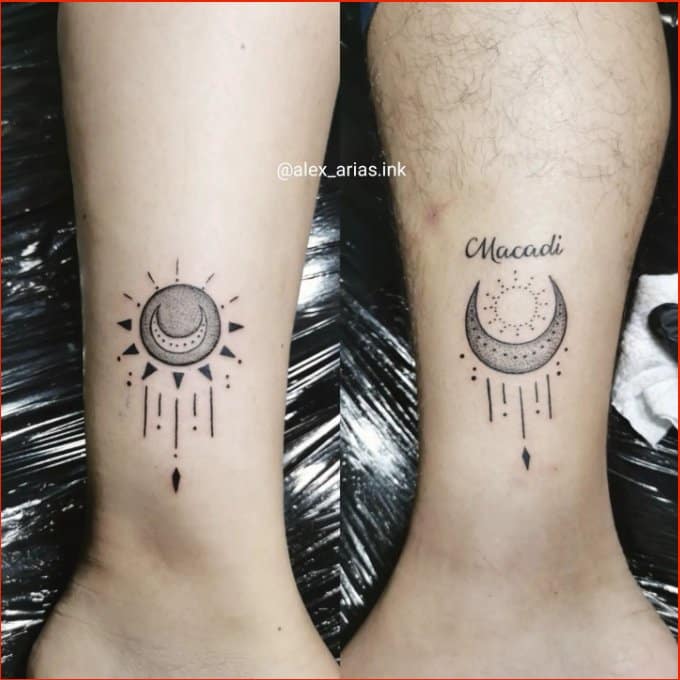 sun and moon tattoos for couple tattoos
