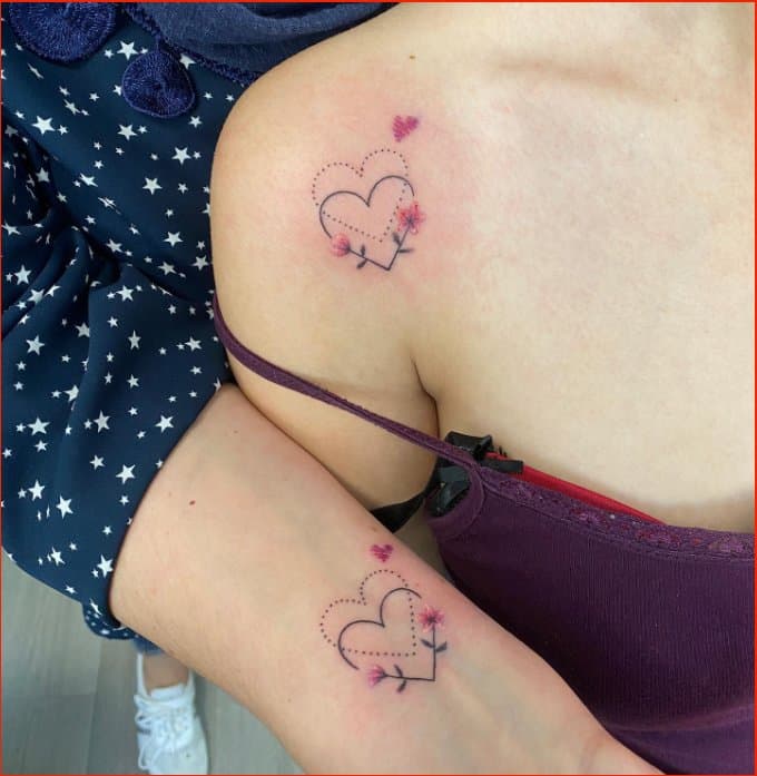 small hearts matching tattoos