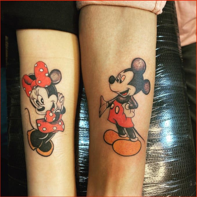 mickey mouse and minni matching tattoos