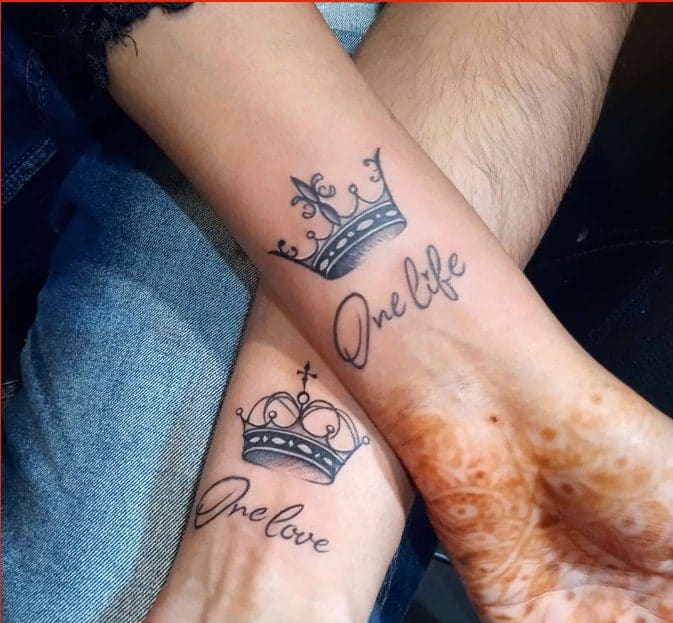 king and queen crown matching tattoos