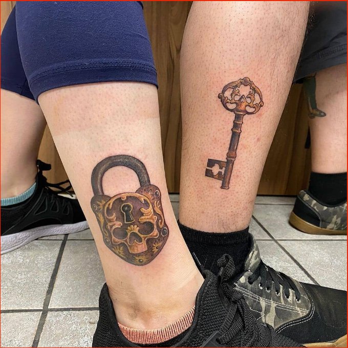 key and lock matching tattoo ideas 