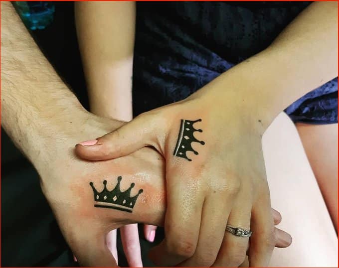 king and queen crown tattoos for couples