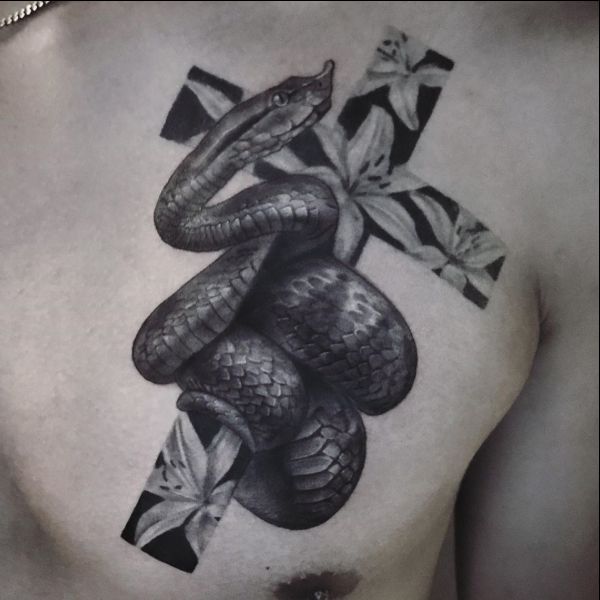 amazing cross tattoos on chest