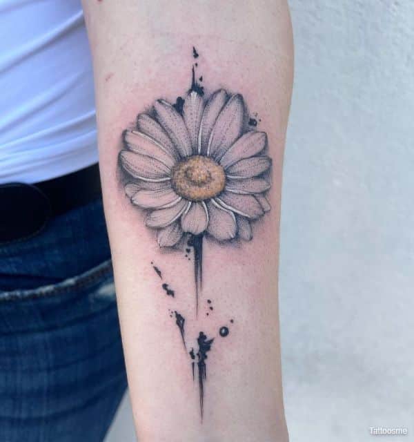 white ink daisy tattoos 