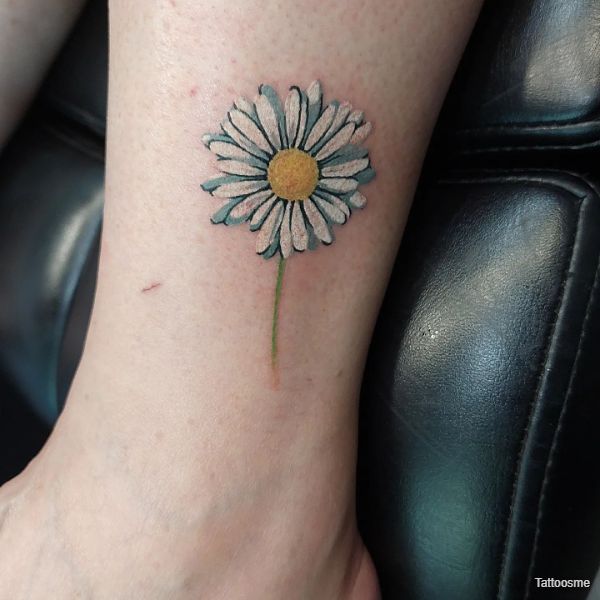 Small White Daisy Tattoo on Right Wrist