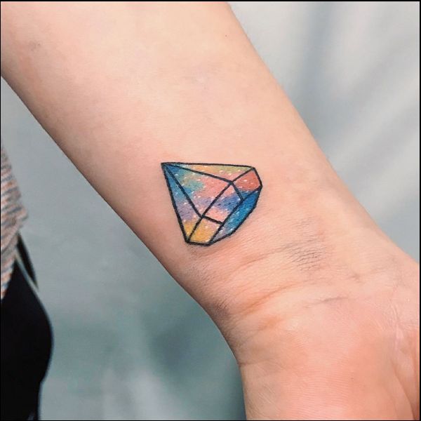 watercolor diamond tattoos