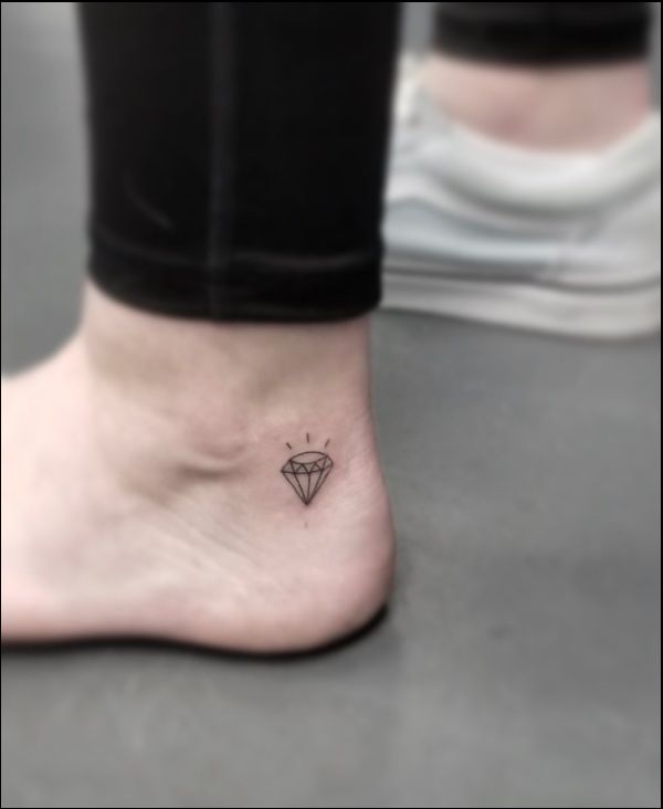small diamond tattoo on ankle