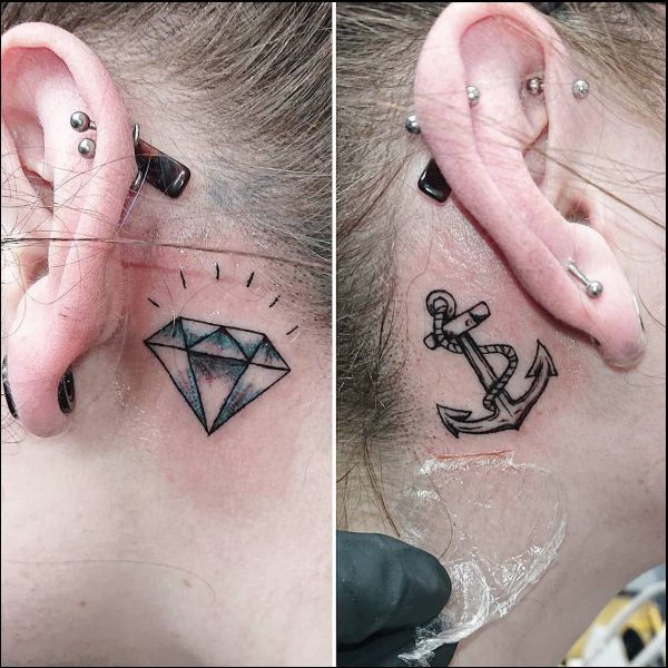 Tattoo uploaded by Johnny Hoyle  Little trad diamond behind the ear   traditional traditionaltattoo colourtattoo colortattoos intenzeink  hydraneedles whipshading whipshaded  Tattoodo