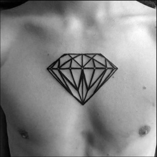 diamond line tattoos on chest