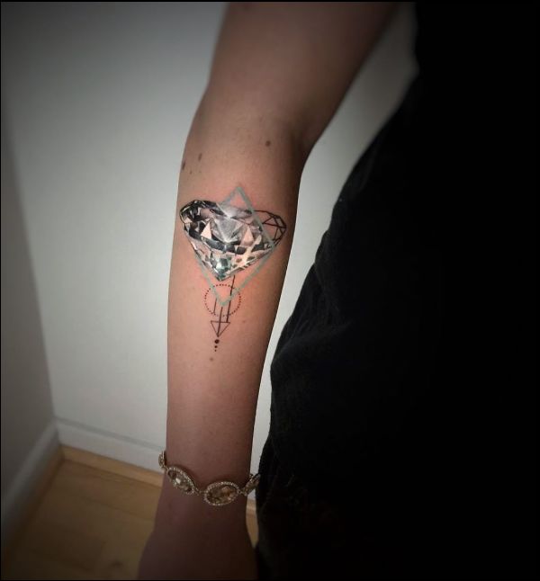 realistic diamond tattoo on arm