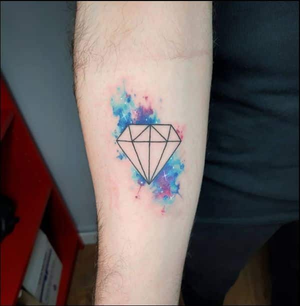 simple watercolor diamond tattoos