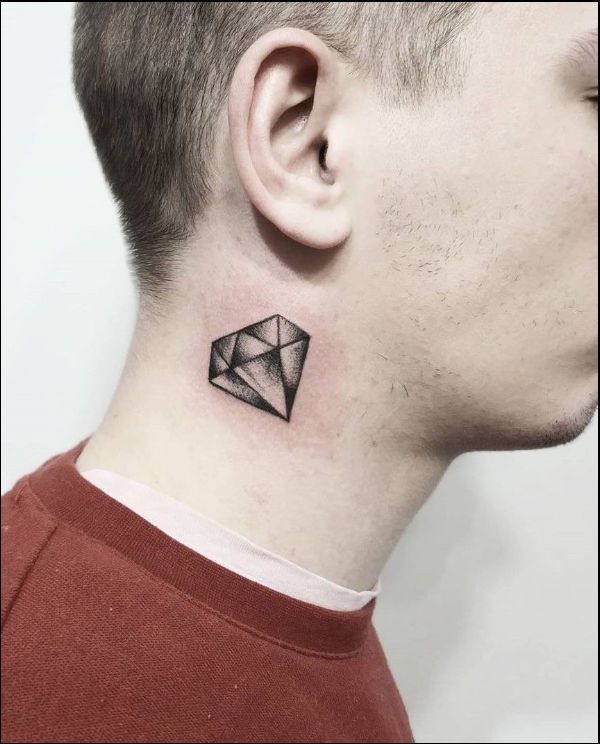 Neck Diamond Tattoo by La Dolores Tattoo