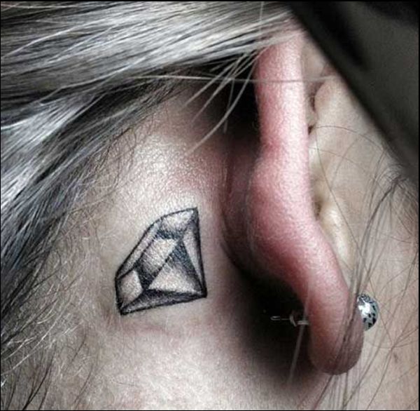 small diamond tattoo behind ears