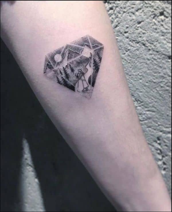 black and grey diamond tattoo on arm for men