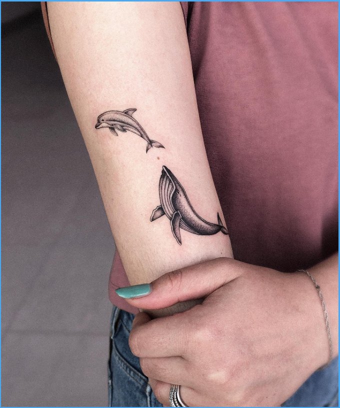 dolphin mother daughter tattoos