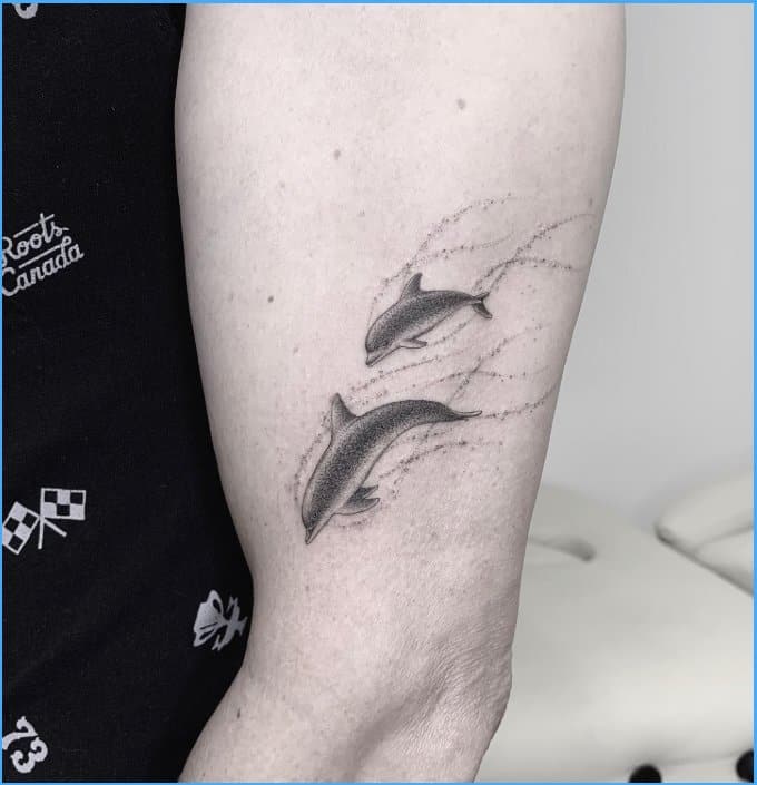 dolphin tattoos on the arm