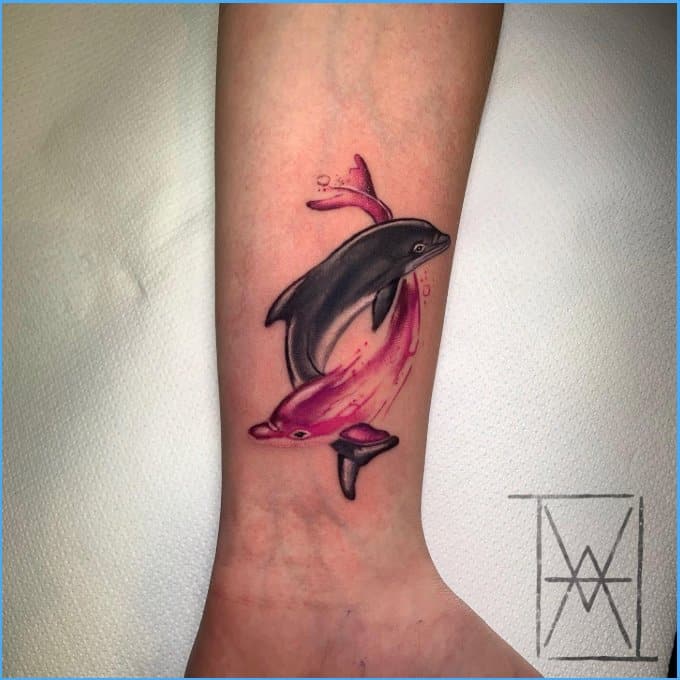 dolphin breast cancer tattoos
