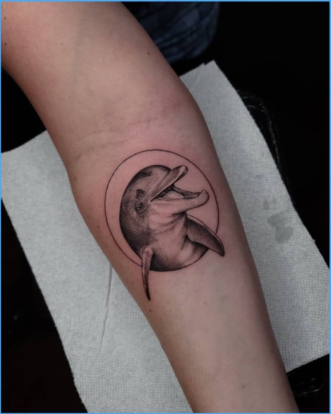 cute dolphin tattoo on arm