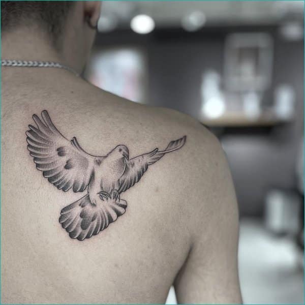 flying dove tattoos with open wings