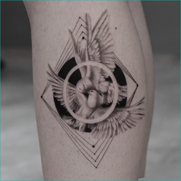 geometric style dove tattoos