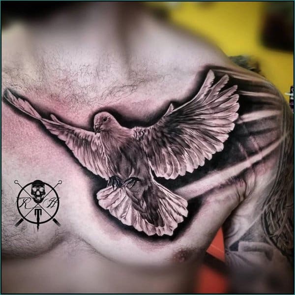 Dove tattoo  Chest piece tattoos Chest piece tattoo mens Tattoos