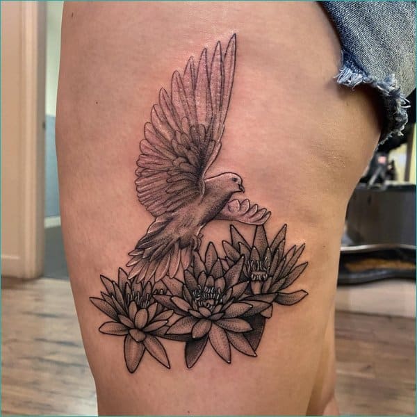 dove tattoos with flowers
