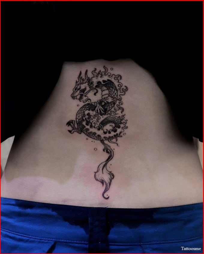 Dragon tattoos on the neck