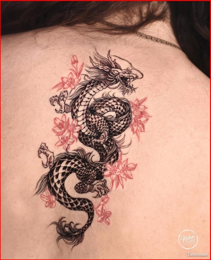 dragon tattoos with cherry blossoms