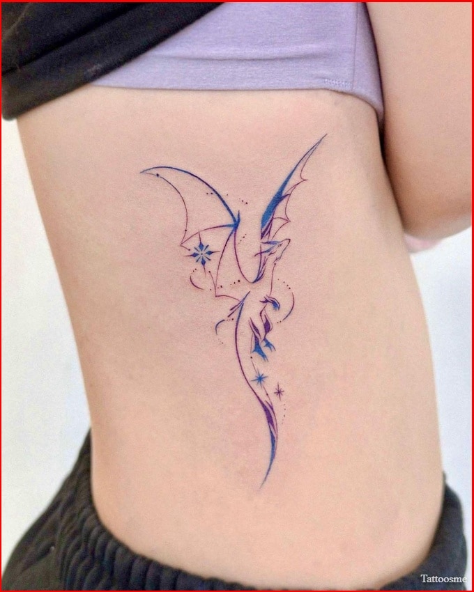 dragon outline tattoo for girls