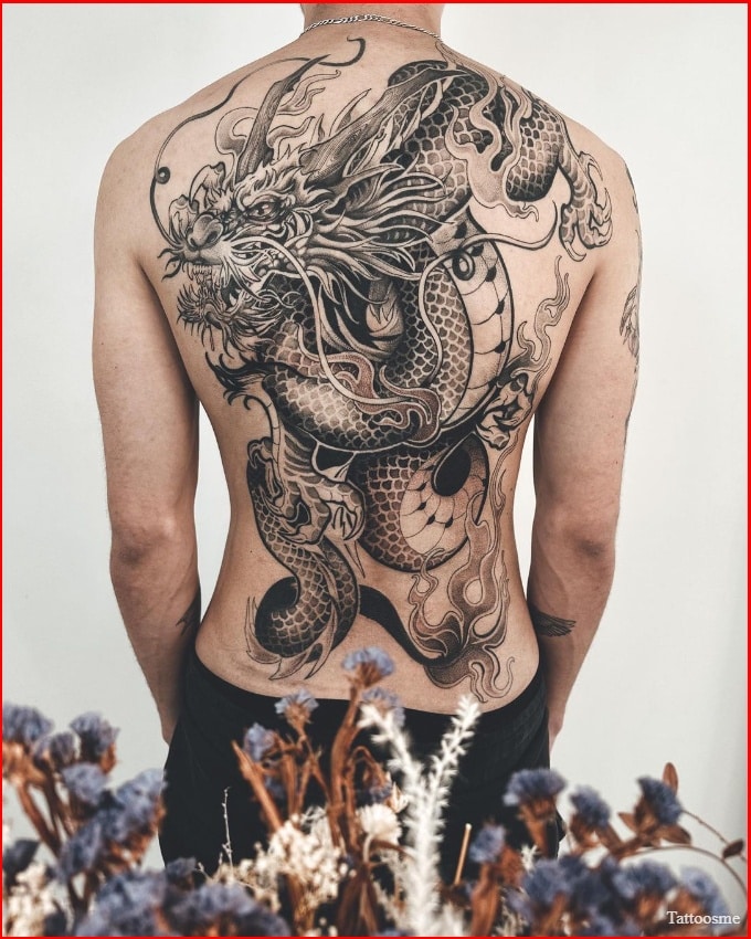 full big size dragon tattoo design on back