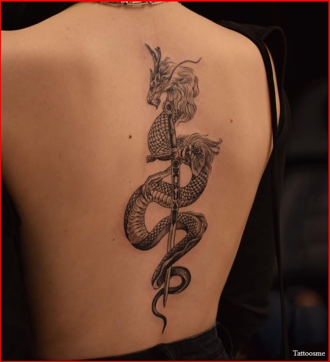 Image of Dragon tattoo on back