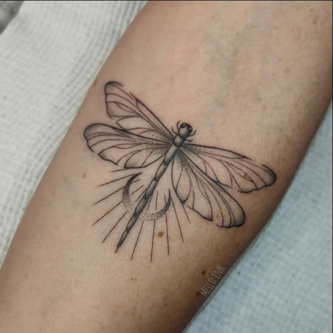 dragonfly tattoo arm sleeve