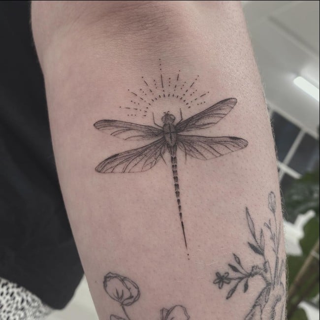 dragonfly tattoo black and white