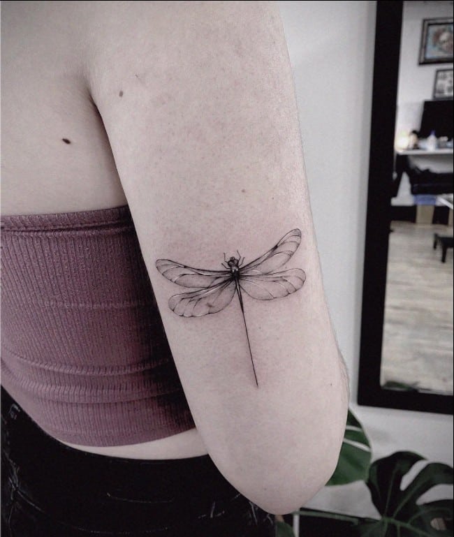 dragonfly tattoo arm sleeve