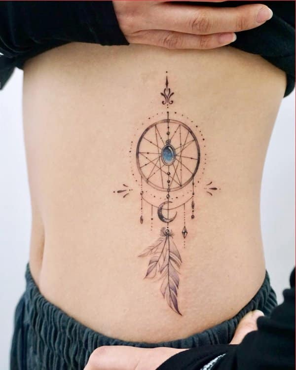 dream catcher tattoos ribs