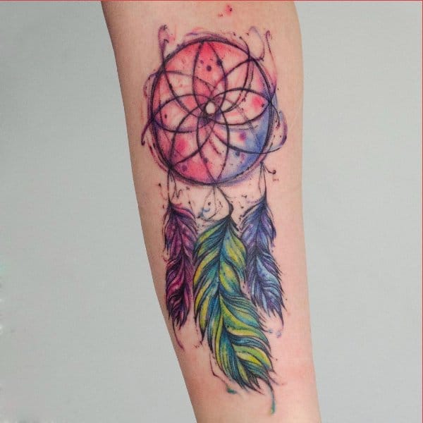 dream catcher tattoos colorful