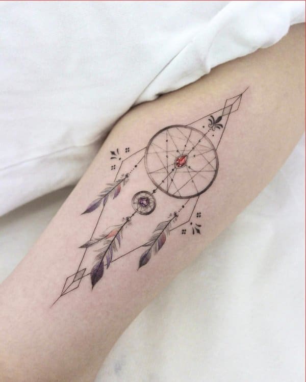 compass dreamcatcher tattoo