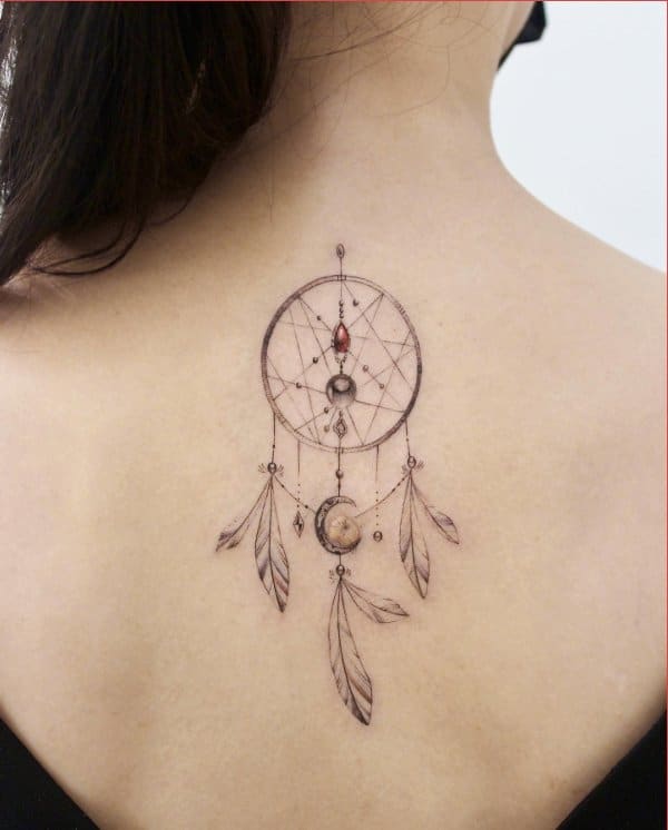 dreamcatcher tattoos on back