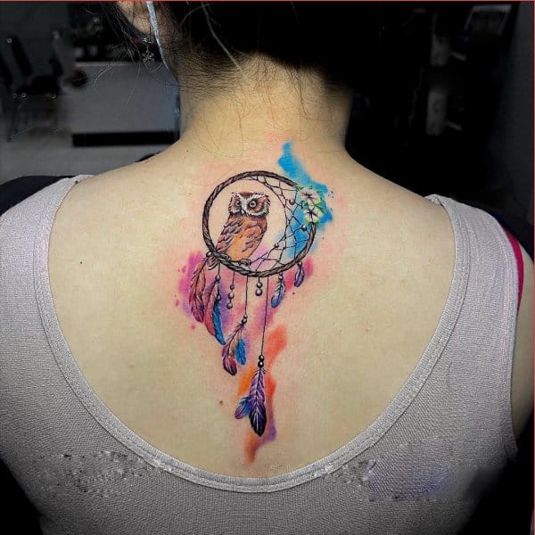 dreamcatcher tattoos for females with owls