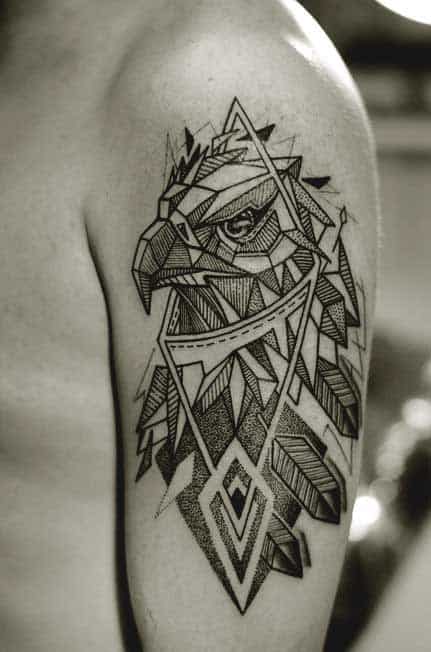 Geometric eagle tattoos for shoulder