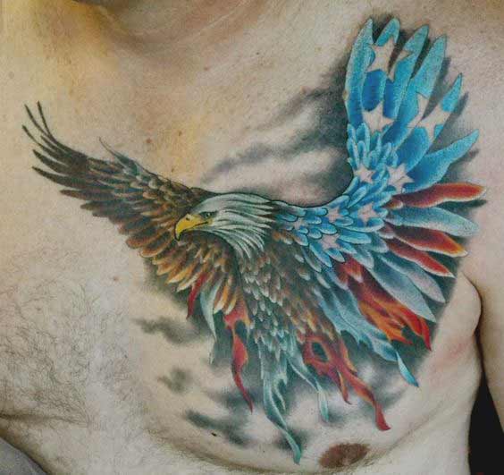 Traditional eagle tattoos designs on chest