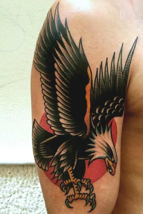 Traditional flying eagle tattoos designs